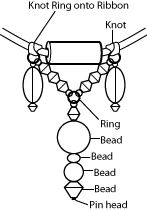 Beaded ribbon necklace illustration